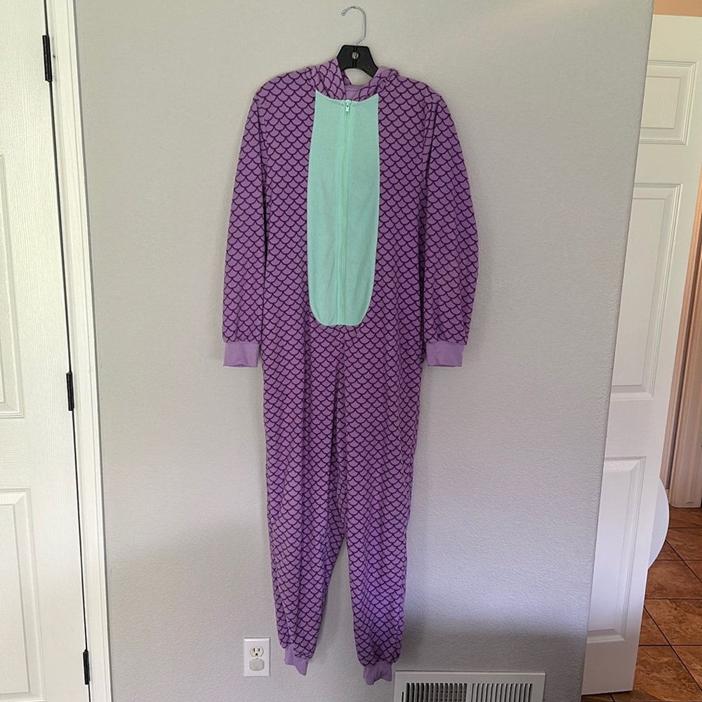 Purple adult xhilaration dragon onesie